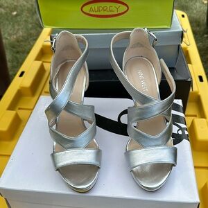Silver strappy heels